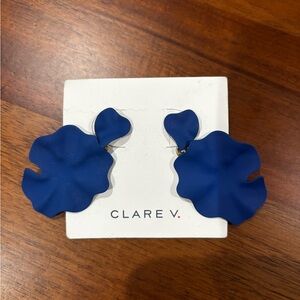Clare V Bold Blue Floral Earrings. NWT.